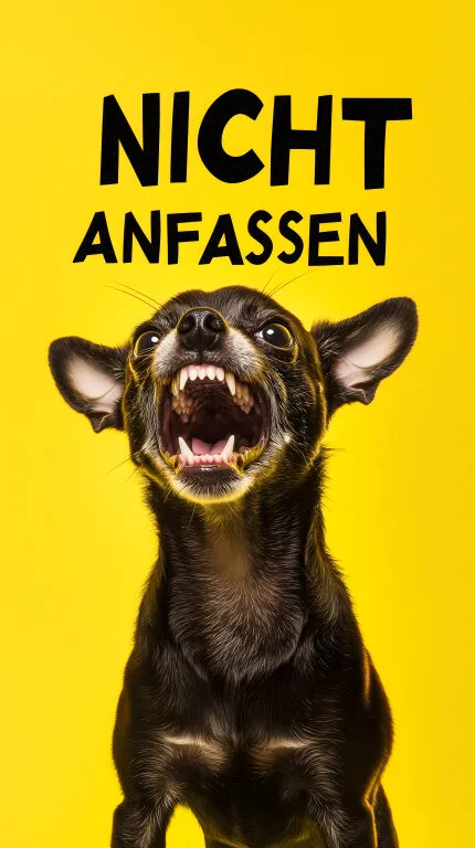 Chihuahua warnt vor Anfassen mit aufgerissenem Maul