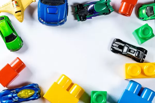 Children's cars and details of the designer of different colors