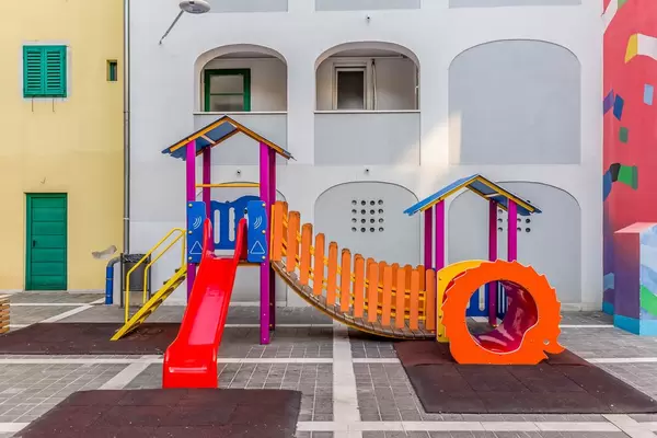 Children's playground with street art