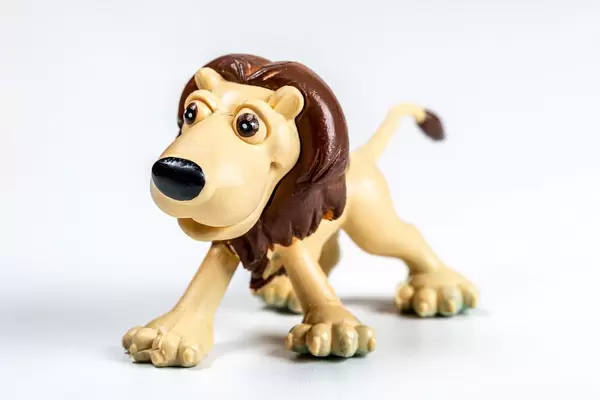 Children's toy lion close up