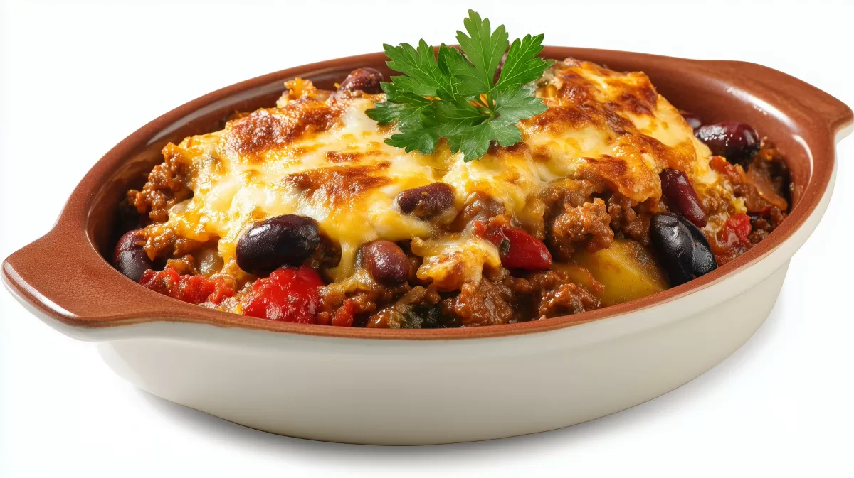 Chili con Carne Kartoffel Auflauf mit Käsekruste