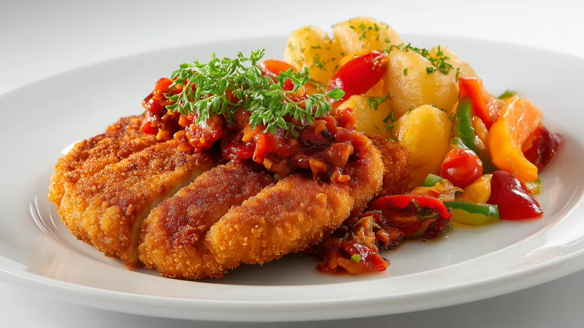 Chili con Carne Puten Schnitzel mit Kartoffeln