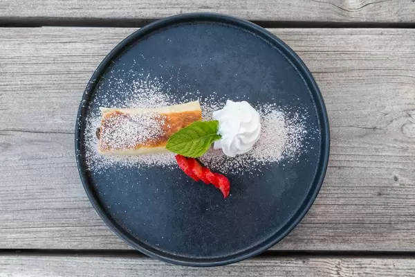 Chimichanga: mexikanischer Nachtisch in veganer Version bei Villa Vegana, Selva, Mallorca. Draufsicht