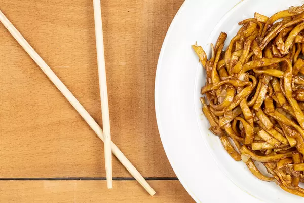 Chinese food with Chicken and Pasta