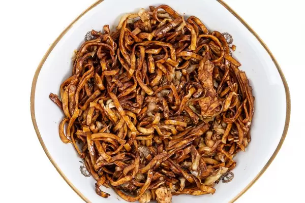 Chinesse Pasta food with Soya Sauce and Chicken Meat