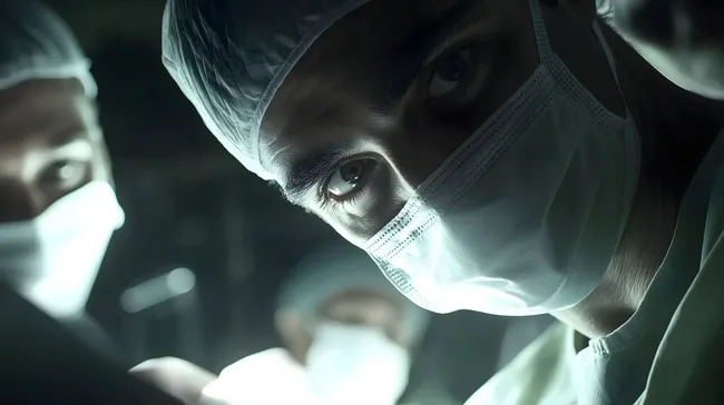 Chirurg in OP-Maske beim Eingriff