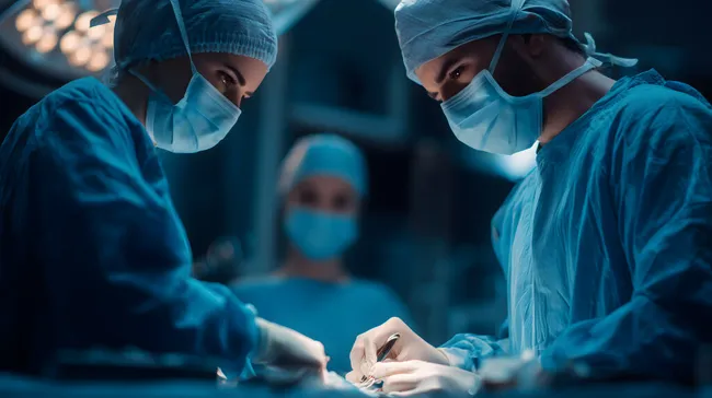 Chirurgen-Team bei Operation im OP-Saal