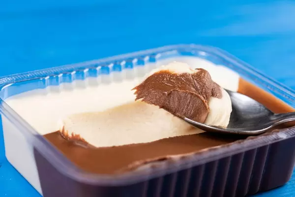 Chocolate and Hazelnut sweet cream on the spoon