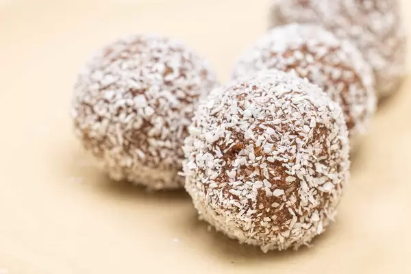 Chocolate Balls with Coconut closeup image