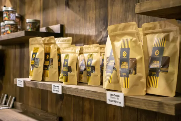 Chocolate Brand selling Butter, Coffee and Chocolate Cookies in a Cafe in Vietnam