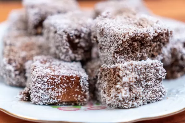 Chocolate Cakes with Ground Coconut served on the plate