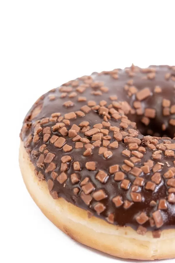 Chocolate Donut closeup above white background