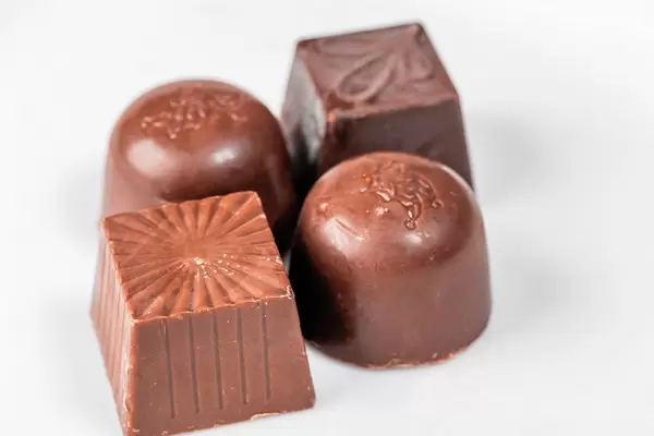 Chocolates on white background