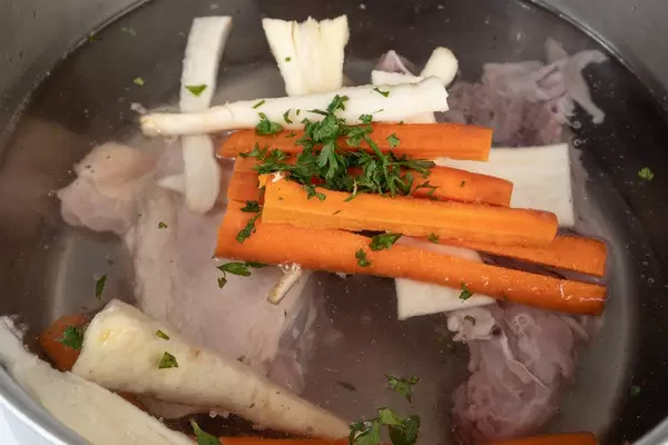 Chopped Carrot and Parsnip with Chicken back in the soup