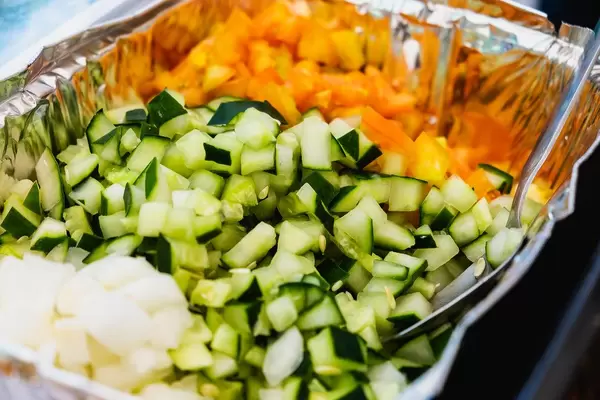 Chopped cucumber for salad dressing (Flip 2019)
