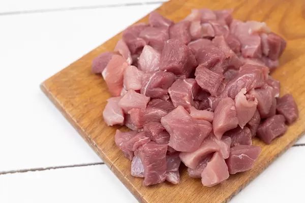 Chopped Pork Meat on the wooden board