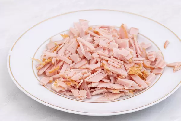 Chopped Smoked Ham on the plate