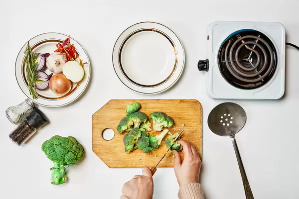 Chopping Broccoli for soup