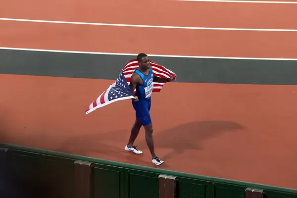 Christian Coleman (100 Meter Lauf Finale) bei den IAAF Leichtathletik-Weltmeisterschaften 2017 in London