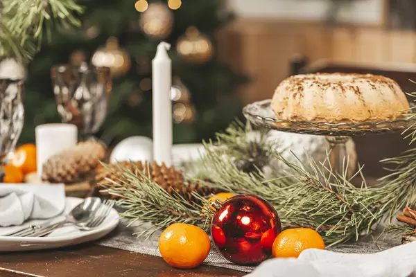 Christmas and new year holiday table setting