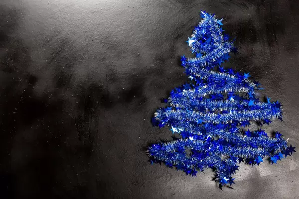 Christmas background with blue christmas tree