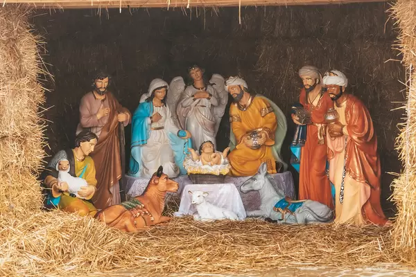 Christmas nativity scene, festive installation