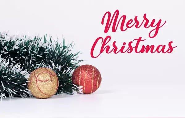 Christmas ornaments with Merry Christmas text