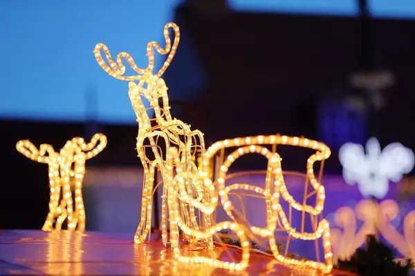 Christmas reindeer lights, decoration at Christmas fair (Flip 2019)