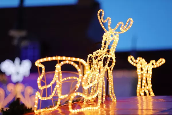 Christmas reindeer lights, decoration at Christmas fair