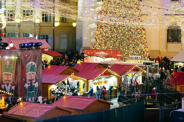 Christmas tree in Christmas market fair