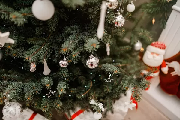 Christmas Tree  With Shiny Balls And Decors