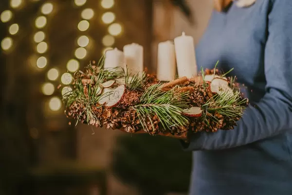 Christmas Wreath With Spruce and Apple
