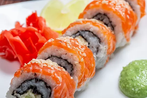 Classic Philadelphia sushi homemade close-up (Flip 2019)
