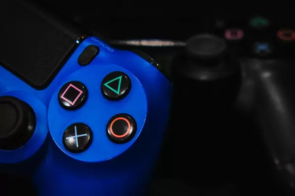 Classic playstation buttons close up shot