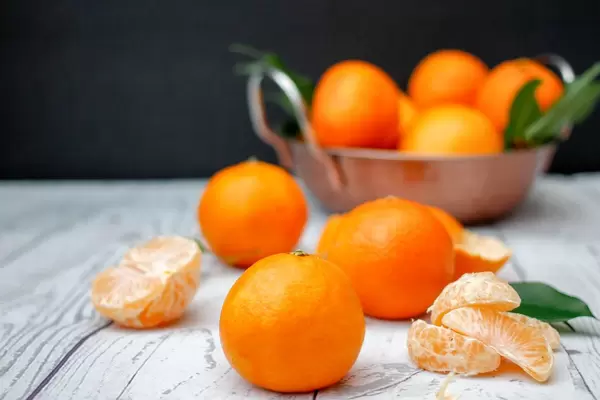 Clementines With Leaf Close-up