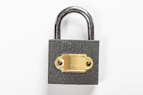 Close padlock on white background (Flip 2019)