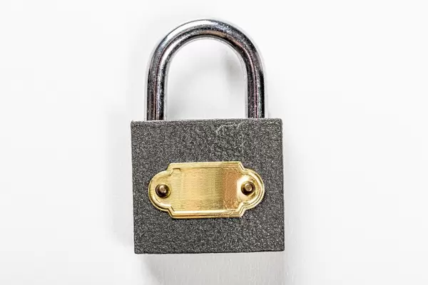 Close padlock on white background