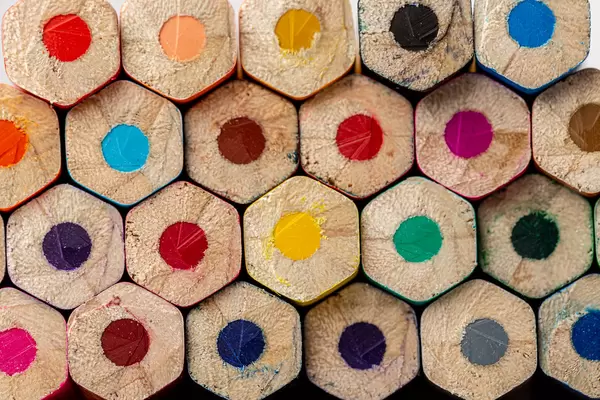 Close-up background of non-sharp colored pencils