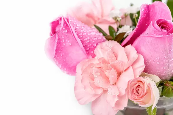Close-up, bouquet of flowers with roses and carnations