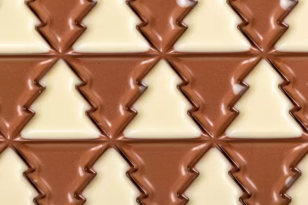 Close-up, chocolate with white and dark trees