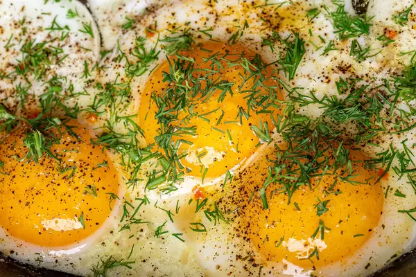 Close-up, eggs with spices and dill