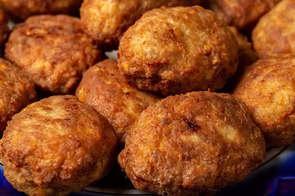 Close-up, hot fried homemade cutlets