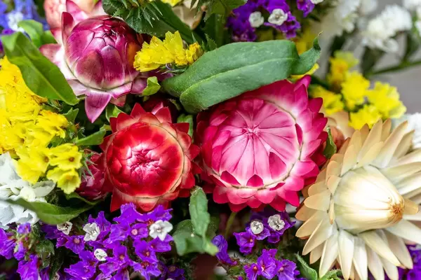 Close-up of a bouquet of flowers immortelle