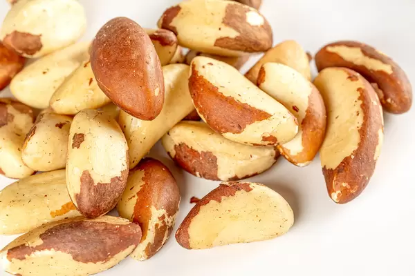 Close-up of a pile of dry brazil nuts