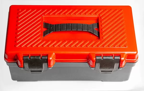 Close-up of a plastic tool box
