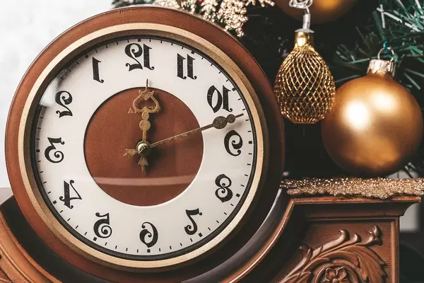 Close-up of a vintage clock as a symbol of the turn of the New Year (Flip 2019)