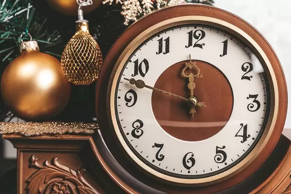 Close-up of a vintage clock as a symbol of the turn of the New Year