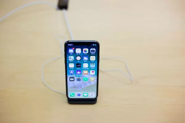 Close-up of Apple iPhone X in the store