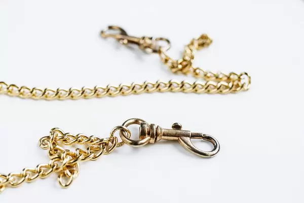 Close up of bag chain on white background
