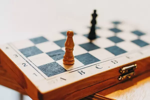 Close up of chess board and pieces